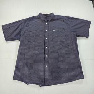 Ariat Short Sleeve‎ Diamond Printed Western Button Up Shirt Men's Size XL